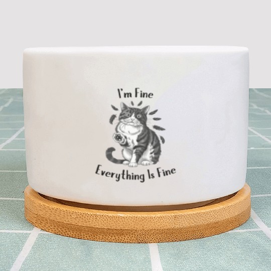 Black Cat Says I'm Fine Everything Is Fine Plant Pots