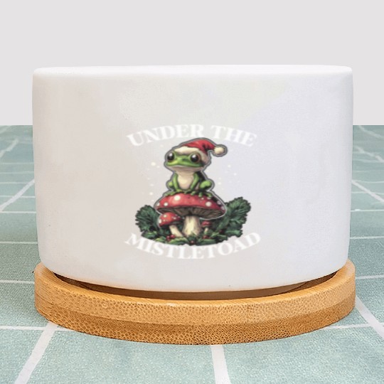 Under the Mistletoad Frog on Mushroom Cottagecore Plant Pots