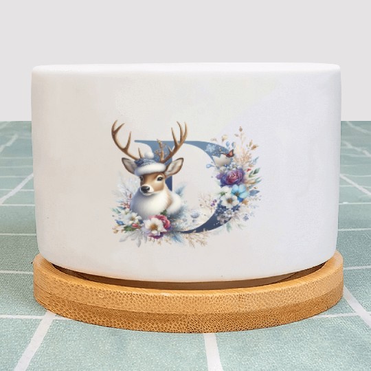 funny christmas deer Plant Pots