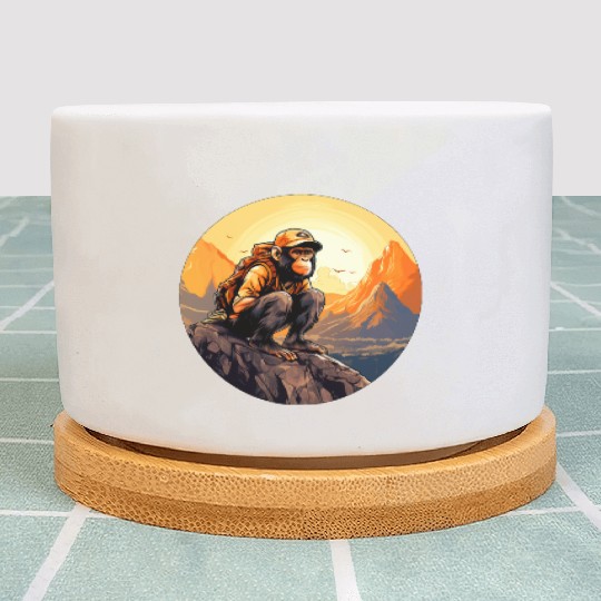 Monkey hiking / mountaineering monkey Plant Pots