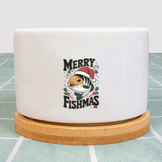"Merry Fishmas Plant Pots - Funny Christmas Fish