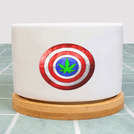 Captain Cannabis Shield Red White Blue and Green Plant Pots