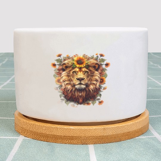Sunflower Lion Vintage Plant Pots