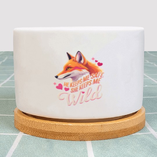 He Keeps Me Safe She Keeps Me Wolf Lover couple Plant Pots