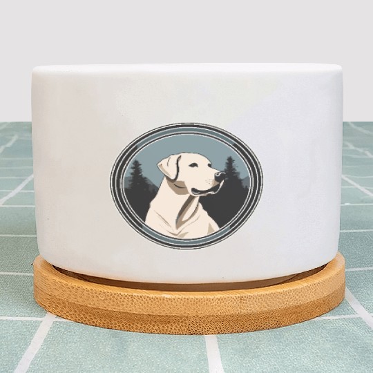 Calm Labrador with Mountain Serenity Plant Pots