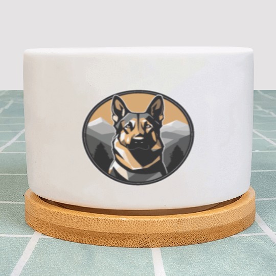 German Shepherd in Nature Plant Pots