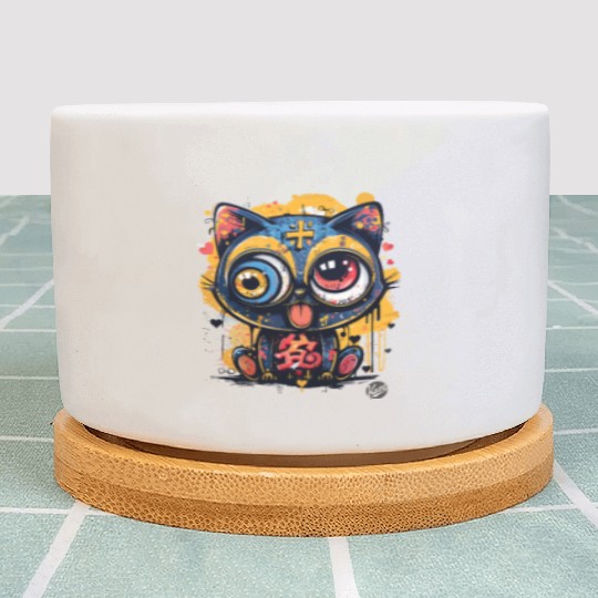 Psycho Lucky Cat – Glitch Meow Madness Plant Pots