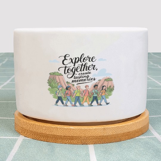 Explore Together adevnture travel quote text art Plant Pots