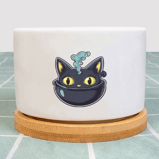 Cat Boiler Cat Witch Halloween Plant Pots