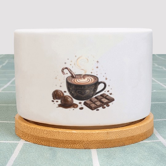Cozy Hot Chocolate with Sweet Treats Plant Pots