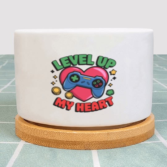 Level Up My Heart - Gaming Valentine's Design Plant Pots