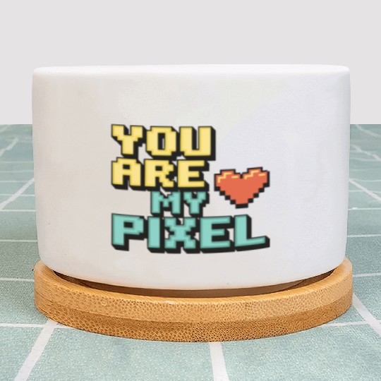 Gamer Valentine's Pixel 8-bit Gaming Couple Plant Pots