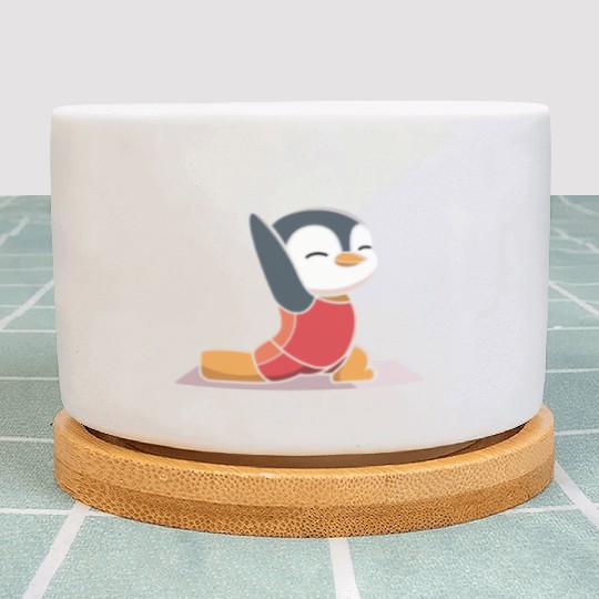 Cute Penguin Yoga Pose for Relaxation Fun Plant Pots