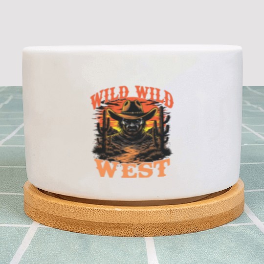 Wild Wild West Cowboy Sunset Plant Pots