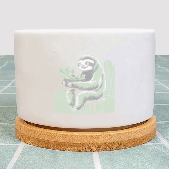 Cute Sloth Hugging Plants Vegan Vegetarian Plant Pots