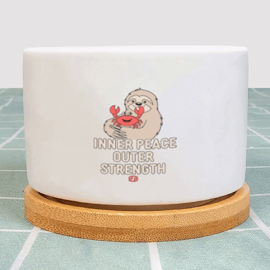 Cancer Zodiac Sloth Inner Peace Outer Strength Plant Pots