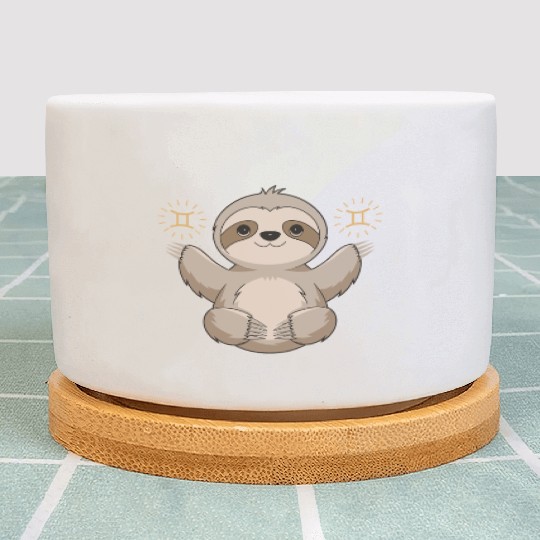 Adorable Gemini Zodiac Sloth Embraces Gemini Charm Plant Pots