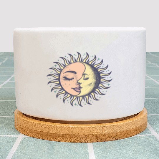 Boho Sun Moon Spirituality Sun Face Plant Pots