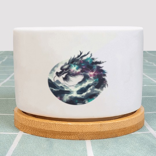 Zen Black Chinese Dragon Plant Pots