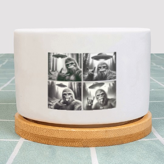 Alien Encounter with Yeti in Forest Plant Pots