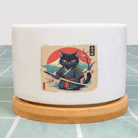 samurai cat Plant Pots