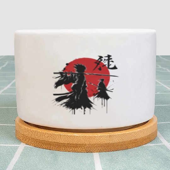 Shadow Samurai Warriors Under Blood Moon Plant Pots