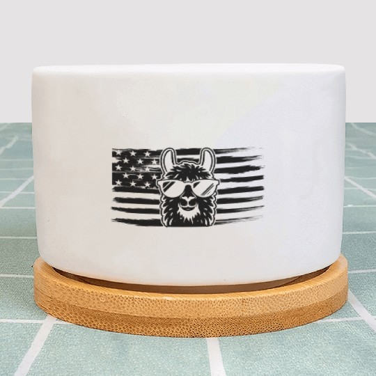 Llama US Flag Llama Plant Pots