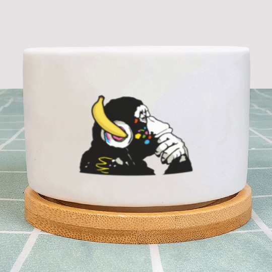 DJ chimpanzee , Banana headphones Plant Pots