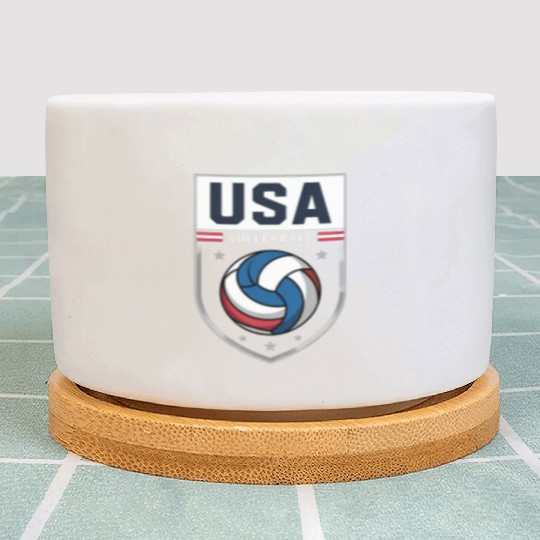 USA Volleyball Emblem Design Plant Pots