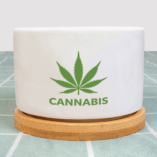 Cannabis Hemp Leaf Statement Green Look Plant Pots