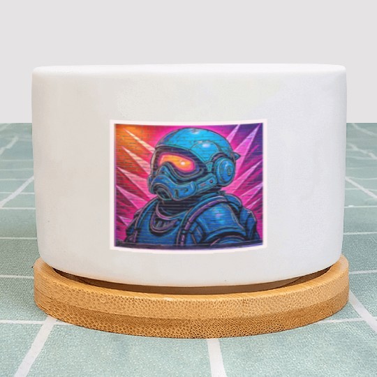 Neon Cyberpunk Astronaut Plant Pots