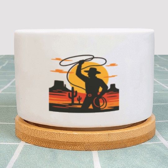 Lasso the Sunset Cowboy Plant Pots