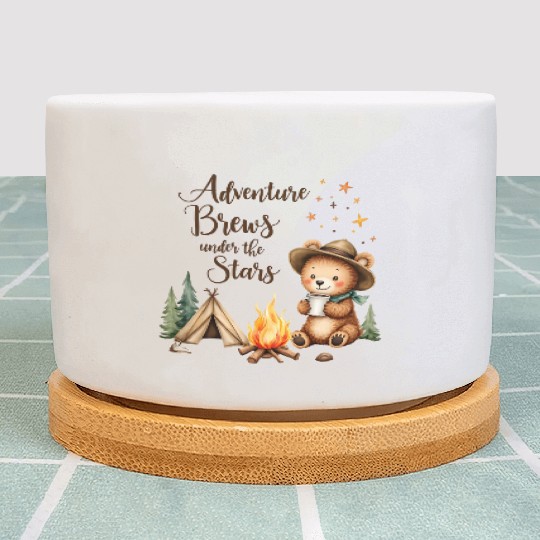 Adventure Brews Bear - Camping & Coffee Plant Pots