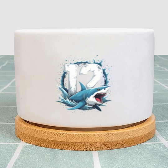 Shark Children Birthday Number 12 Splashing Fun Plant Pots