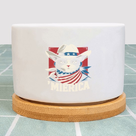 Funny Patriotic USA Pride 'Merica Cat Lovers Plant Pots
