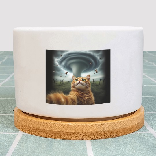 Funny Tornado Cat Selfie Flying Cow Meme Plant Pots