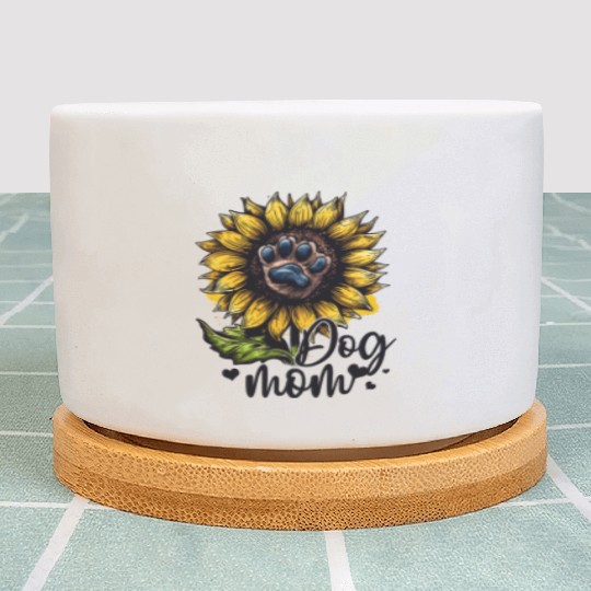 Dog Mom Sunflower Dog Lover Plant Pots