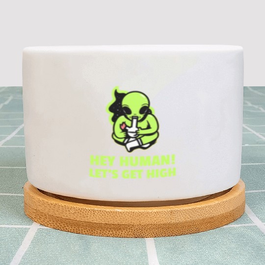 Alien Smoking with Phrase Plant Pots
