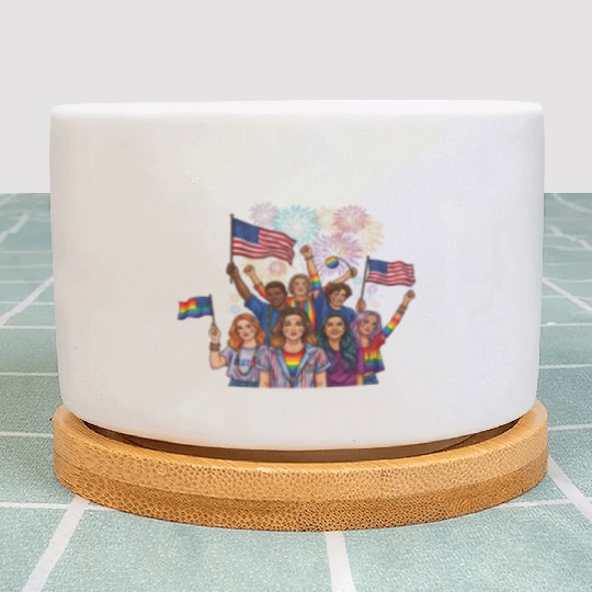 lgbt community raibow with us flag Plant Pots