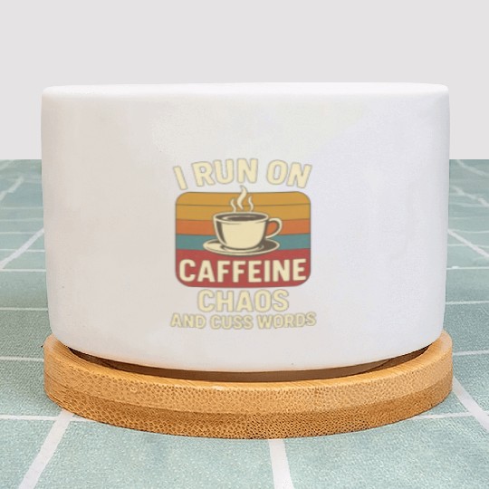 Caffeine Chaos Retro Design Plant Pots