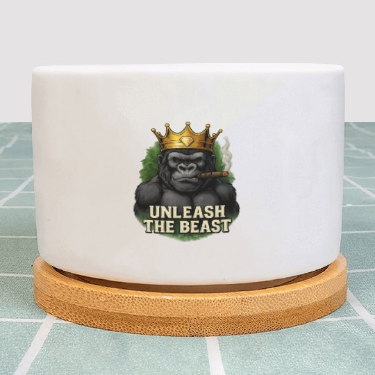 Alpha Gorilla King Smoking Crowned Ape Design Plant Pots