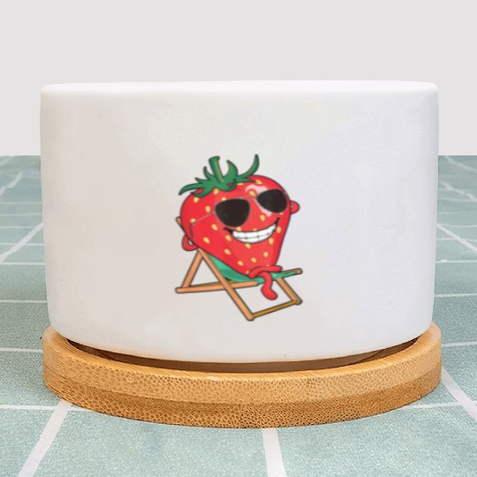 Playful Strawberry Sunbather Design Plant Pots