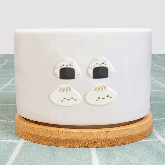 Onigiri and dumpling face character Plant Pots