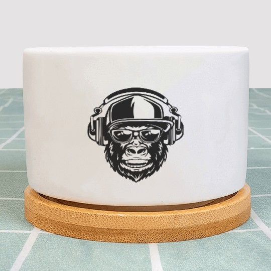 Urban Gorilla with Headphones Plant Pots