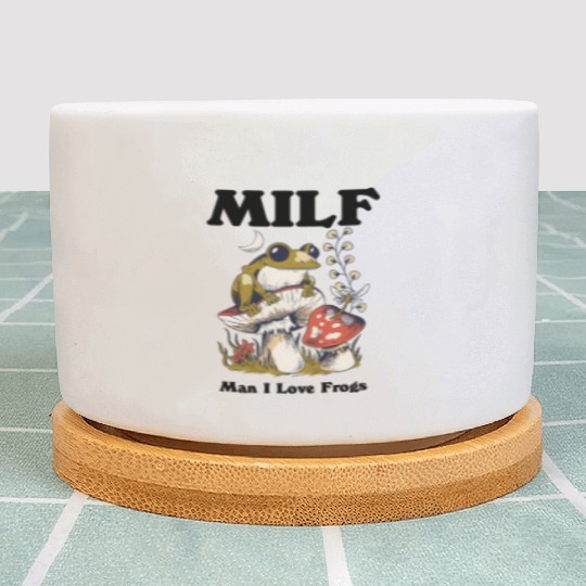 Whimsical Frog and Mushroom Forest Scene Plant Pots