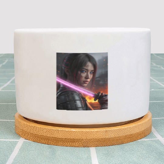 Cyberpunk Samurai Girl Plant Pots