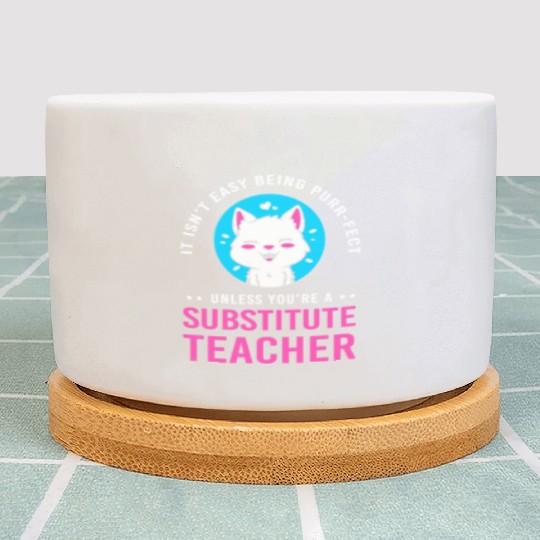 Substitute Teacher Cat Lover Plant Pots