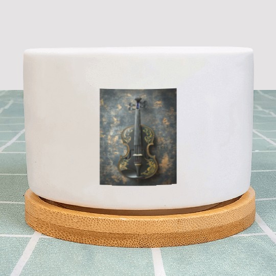 Elegant Black and Gold Violin Plant Pots