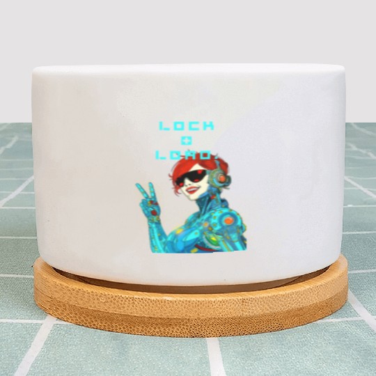 Cyberpunk Peace Sign Illustration Plant Pots