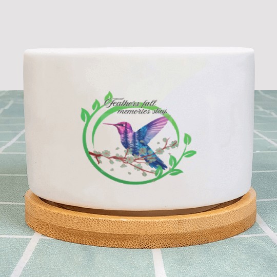 Vibrant Hummingbird and Blossoms Design Plant Pots